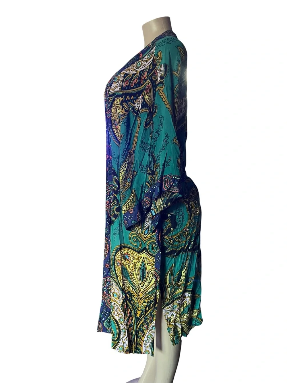 Free People Teal & Navy Paisley Kimono